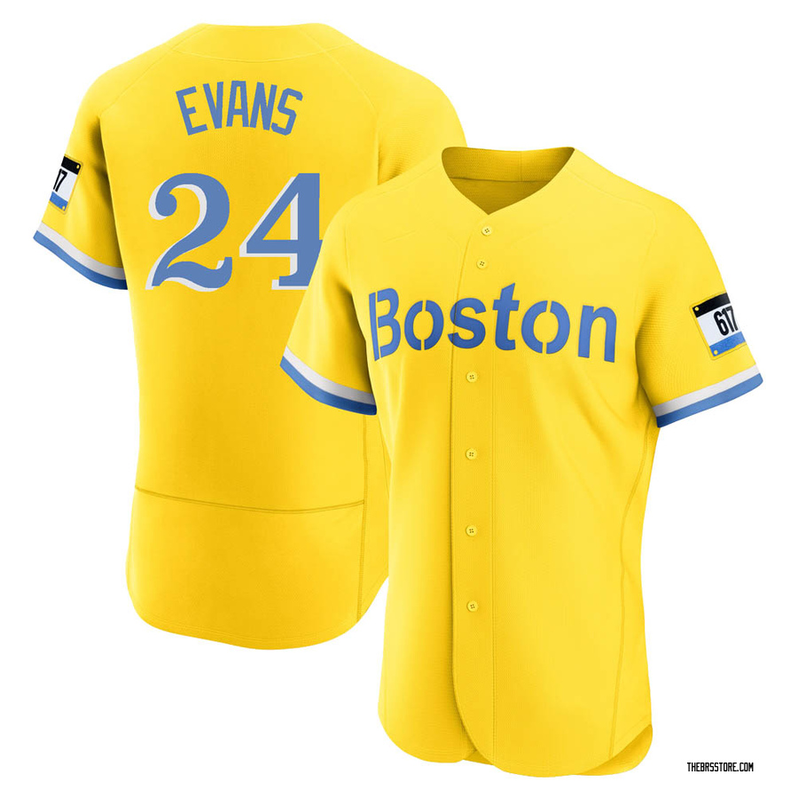 Gold/Light Authentic Dwight Evans Men's Boston Red Sox Blue 2021 City Connect Jersey