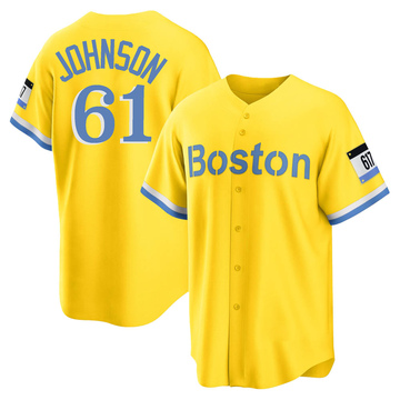 Gold/Light Replica Brian Johnson Men's Boston Red Sox Blue 2021 City Connect Player Jersey