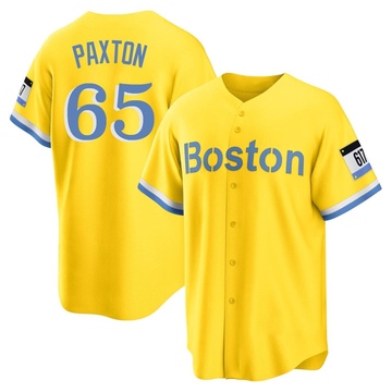 Gold/Light Replica James Paxton Youth Boston Red Sox Blue 2021 City Connect Player Jersey