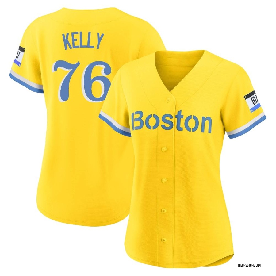 Gold/Light Replica Zack Kelly Women's Boston Red Sox Blue 2021 City Connect Player Jersey