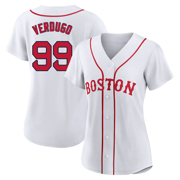 White Authentic Alex Verdugo Women's Boston Red Sox 2021 Patriots' Day Jersey